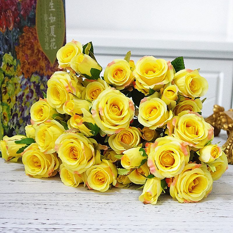 GiftsAfter.life 5 Rose Flower Faux Bouquet Yellow