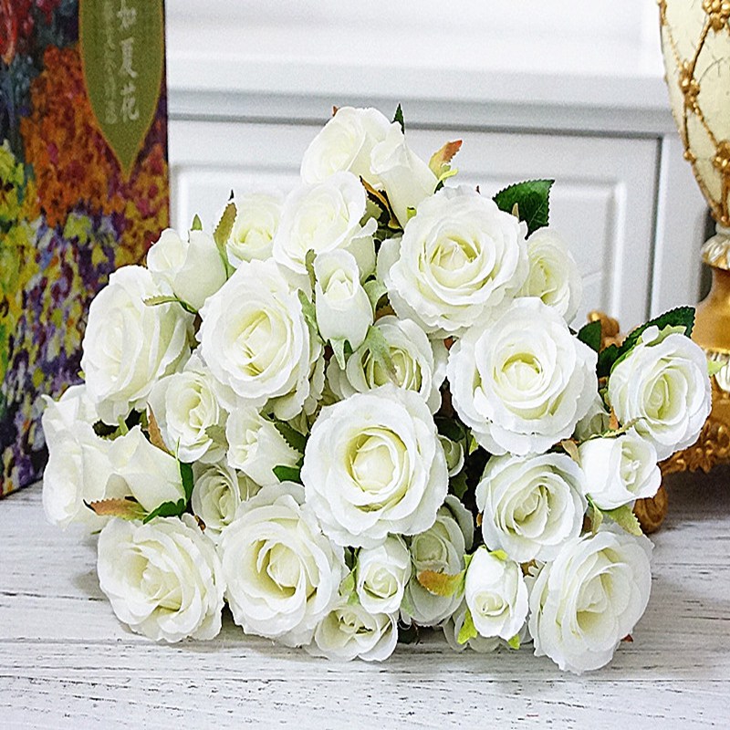 GiftsAfter.life 5 Rose Flower Faux Bouquet White