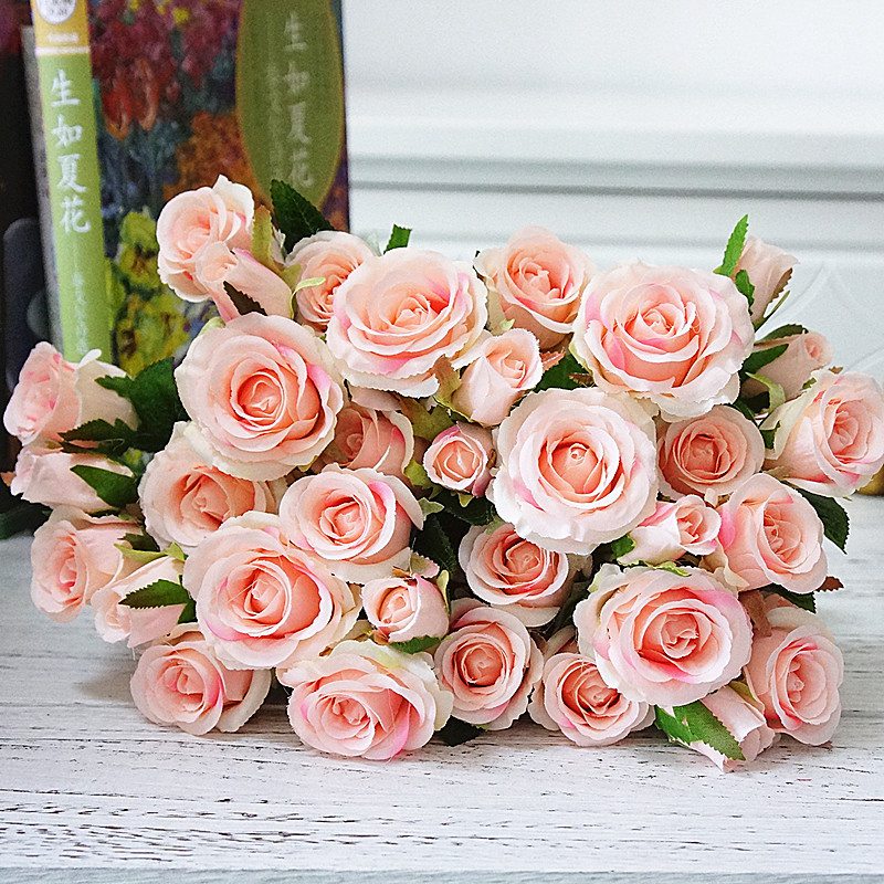 GiftsAfter.life 5 Rose Flower Faux Bouquet Pink