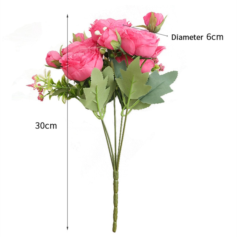 1 Bouquet Silk Peony Artificial Flowesrs Home Decor Fake Flower for Home Decoration Accessorie Wedding Indoor 1 Pc 6cm/2.37in