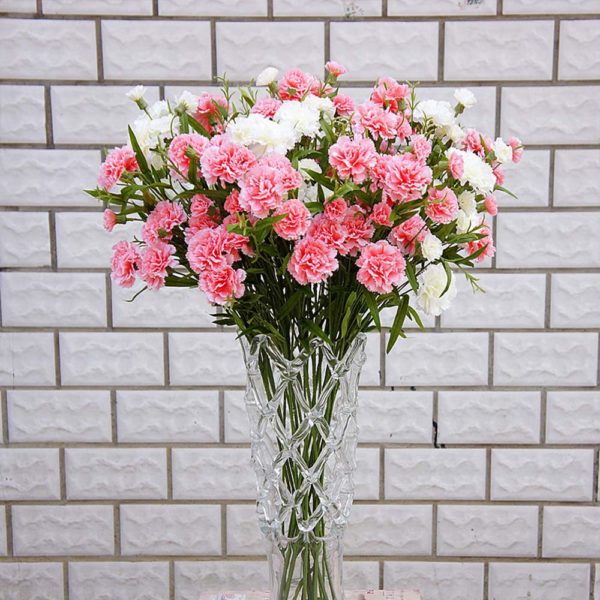 6 Silk Carnation Faux Flower Bouquet