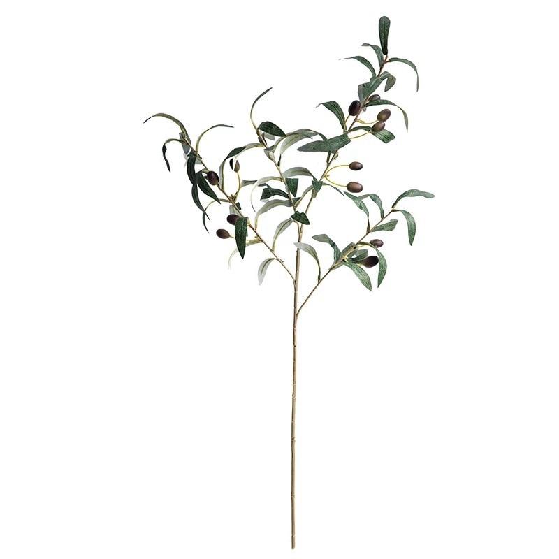 72cm Artificial Olive Branches Tree stem leaves with olive fruit leaves for home wedding decor green fake flowers