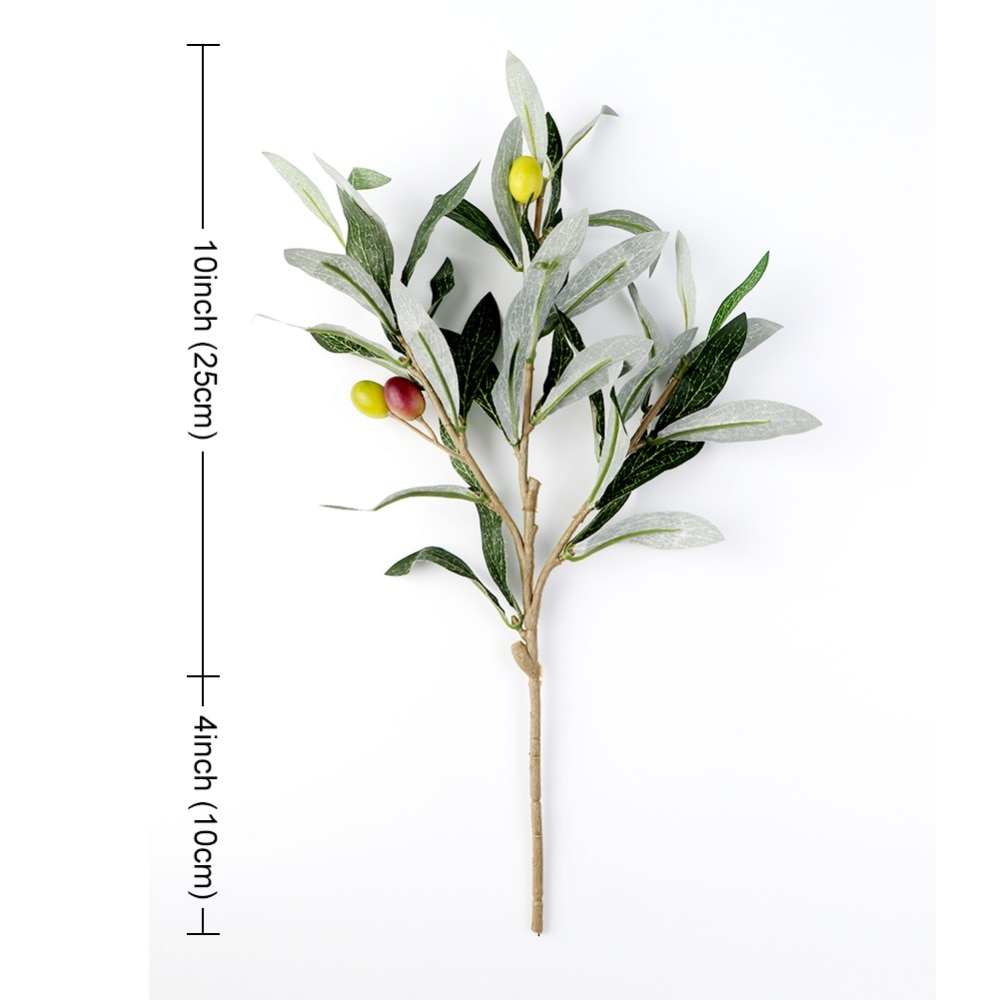 OurWarm Artificial Green Plant Olive Branch Fake Silk Leaves Fruits Home Decor Wedding Party Table Decoration Home Vase Decor