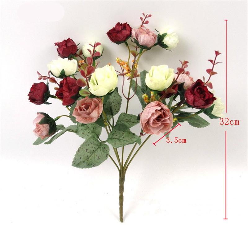YO CHO 21HeadS Silk Rose Artificial Flower for Home Decoration Diamond Shining Roses Fake flower Wedding Party Decor Faux Flore