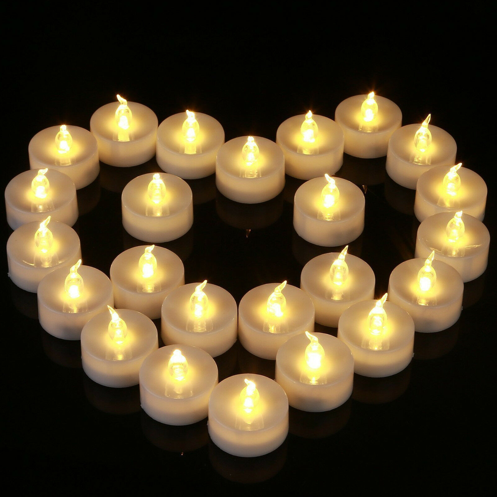 12Pcs Battery Operated LED Tea Lights Candles Flameless Flickering Weeding Decor