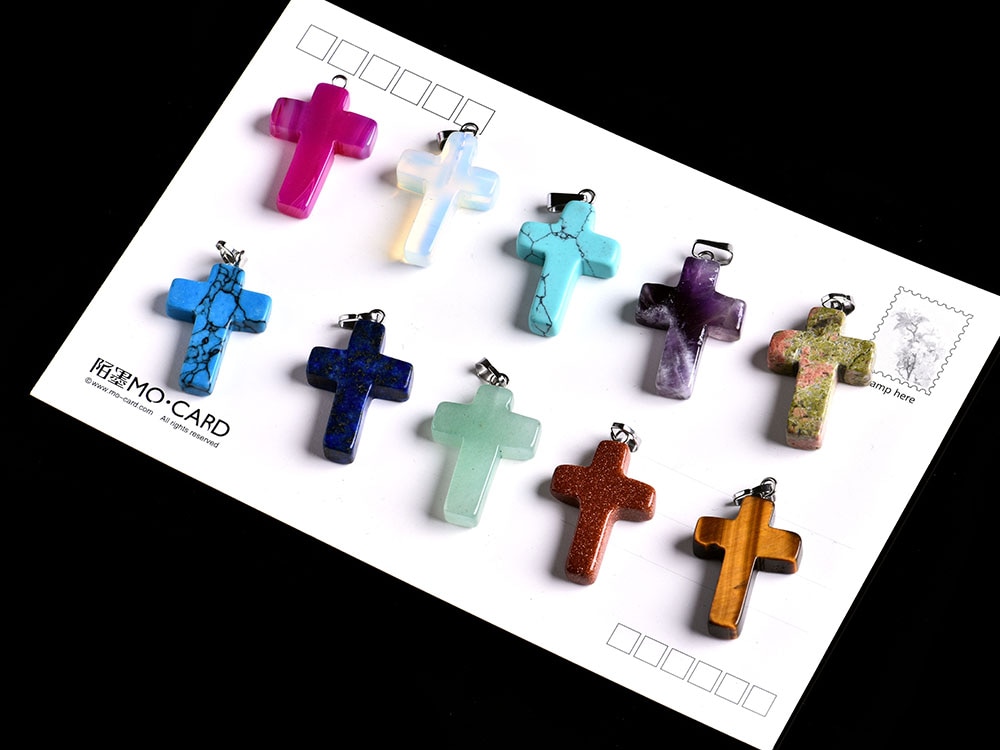 1PC Natural Crystal Mineral Ornament Cross Pendant Love and Redemption Fashion Couple Pendant Necklace Pendant DIY Gift Jewelry 1PC Natural Crystal Mineral Ornament Cross Pendant Love and Redemption Fashion Couple Pendant Necklace Pendant DIY Gift Jewelry