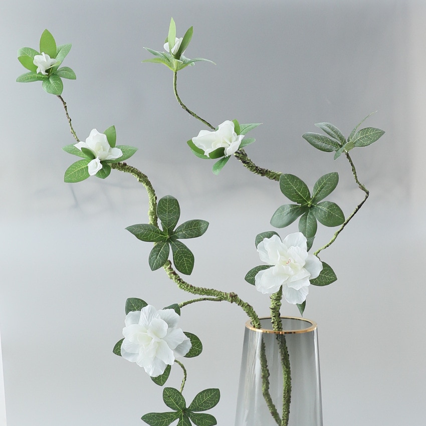 NEW white Azaleas branch with green leaves and easy-to shape foam sticks Artificial tree branches for home wedding decorations