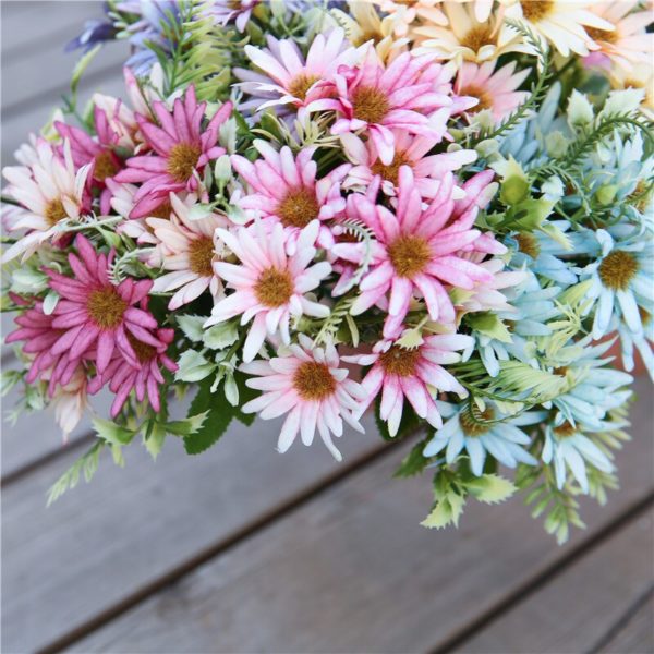 Gifts After Life 15 Daisy Aster Faux Flowers on 7 Stem Bouquet