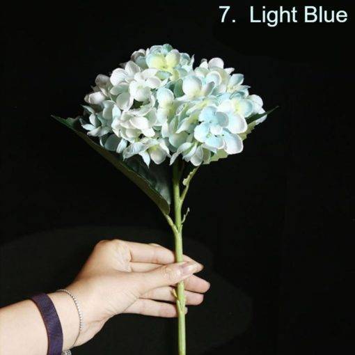 Hydrangea Silk Faux Flower Single Stem Light Blue