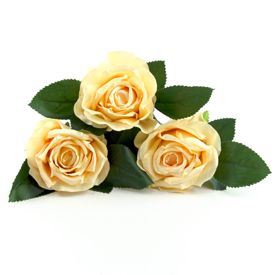 Silk Rose Faux Flower Single Short Stem Yellow