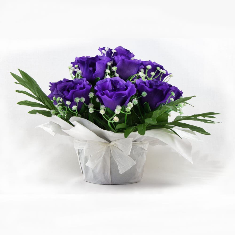 GiftsAfterLife Faux French Violet Rose Gypsophila Potted Flowersowers