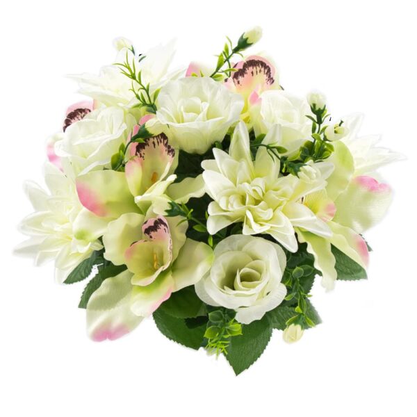GiftsAfterLife Rose, Cymbidium Orchid and Dahlia Potted Faux Flowers