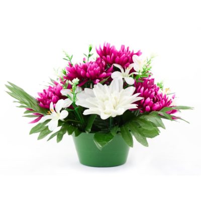 GiftsAfter.Life Faux Chrysanthemum, Dhalia and Saxifrage Potted Flower arrangement