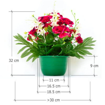GiftsAfterLife Faux Potted Flowers with pot dimensions.