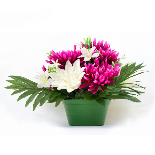 GiftsAfter.Life Faux Chrysanthemum, Dahlia and Saxifrage Potted Flower arrangement