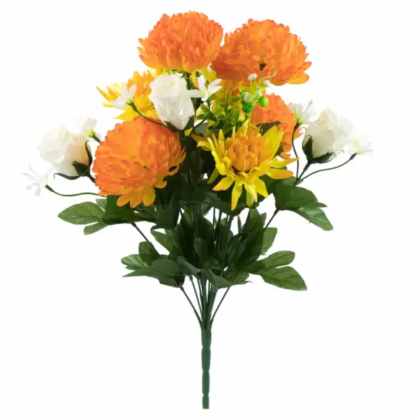 Gifts-After-Life-artificial-chrysanthemum-rosebud-aster-bush-orange-yellow