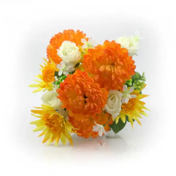 Gifts-After-Life-orange-chrysanthemum-yellow-aster-faux-detail