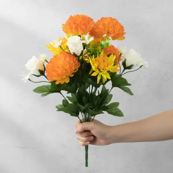 Gifts-After-Life-orange-chrysanthemum-yellow-aster-faux-detail_8